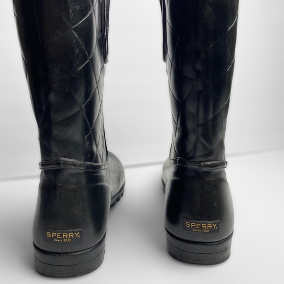 Sperry Black Mid Calf Rain Boots - Picture 3 of 6